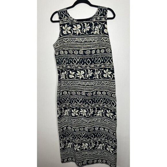 Vintage 90s Kathie Lee Maxi Dress Women Black Floral Sleeveless Y2K Size 12 - Picture 1 of 6